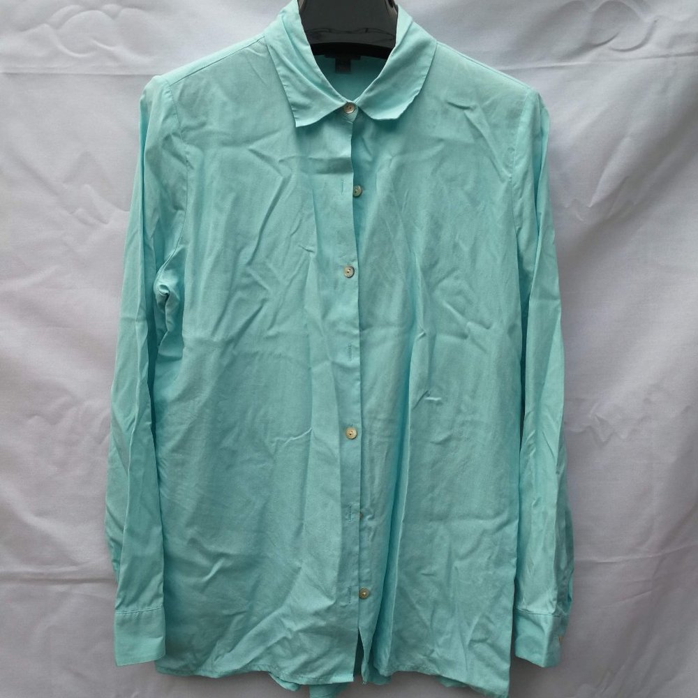 (Never Worn) J.Jill Long Sleeve 100%Silk Shirt Women Size: S/Blue